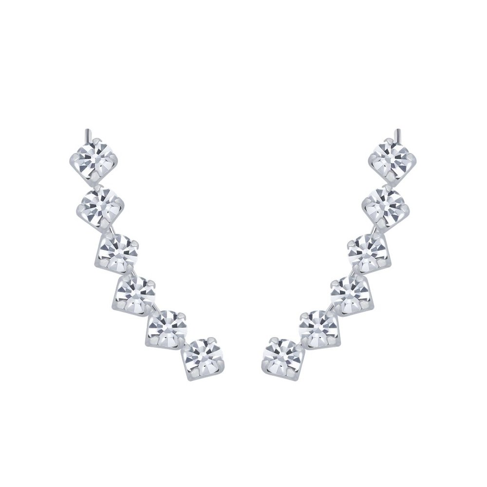 Sterling Silver Crystal Ear Climbers - Pair